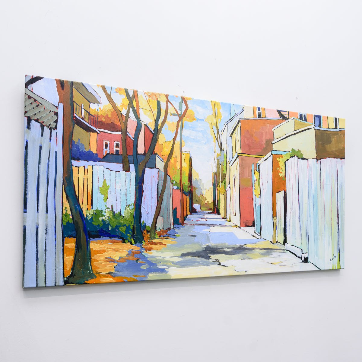 Ruelle Pastel et Soleil | 24&quot; x 48&quot; Acrylic on Canvas Sacha Barrette