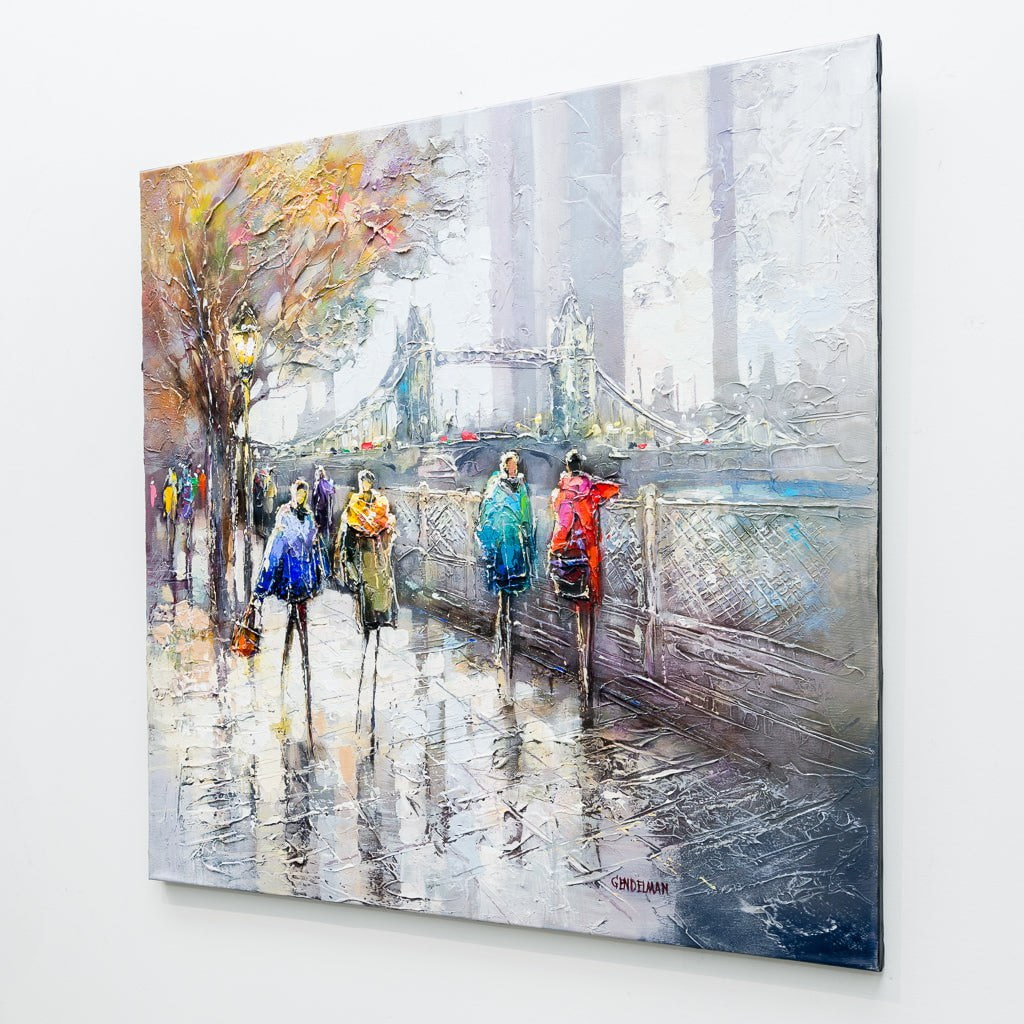 A Stroll by the Thames | 30" x 30" Acrylic on Canvas Irene Gendelman