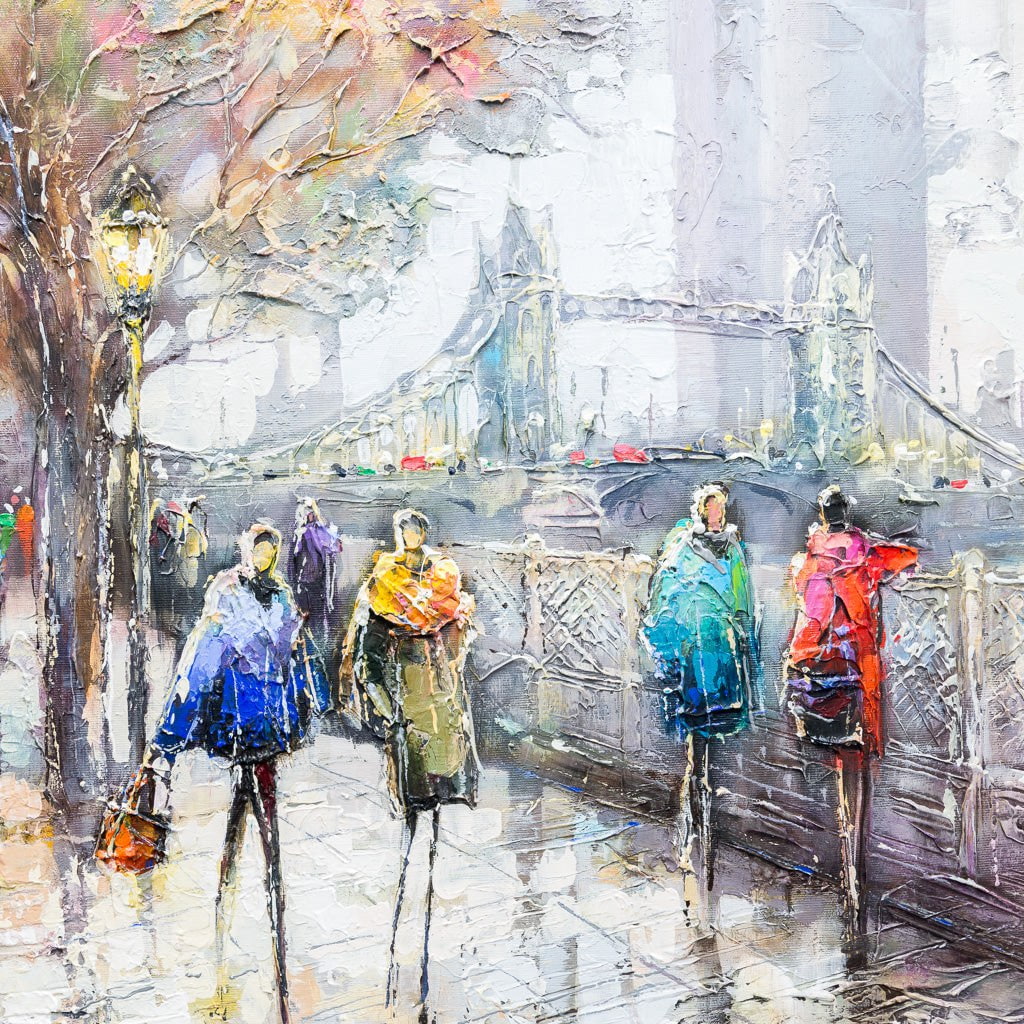 A Stroll by the Thames | 30" x 30" Acrylic on Canvas Irene Gendelman