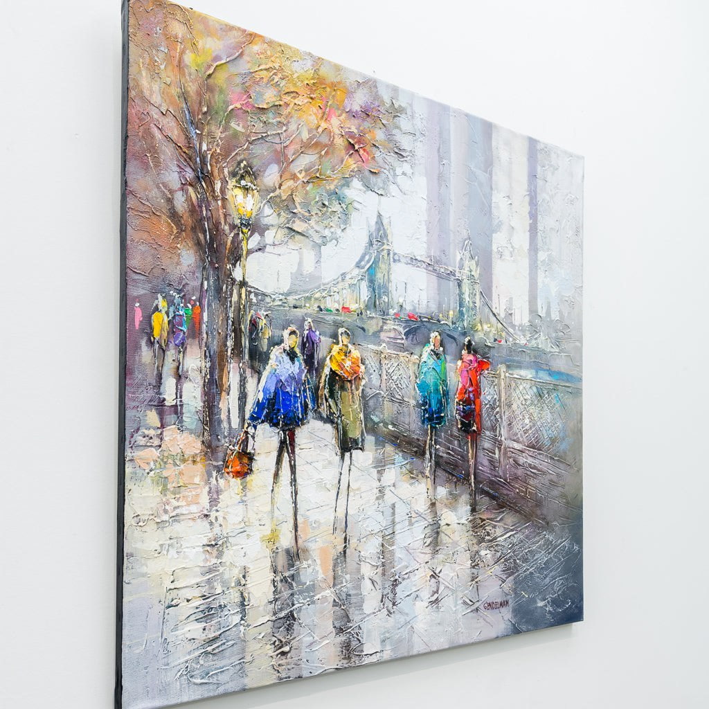 A Stroll by the Thames | 30" x 30" Acrylic on Canvas Irene Gendelman
