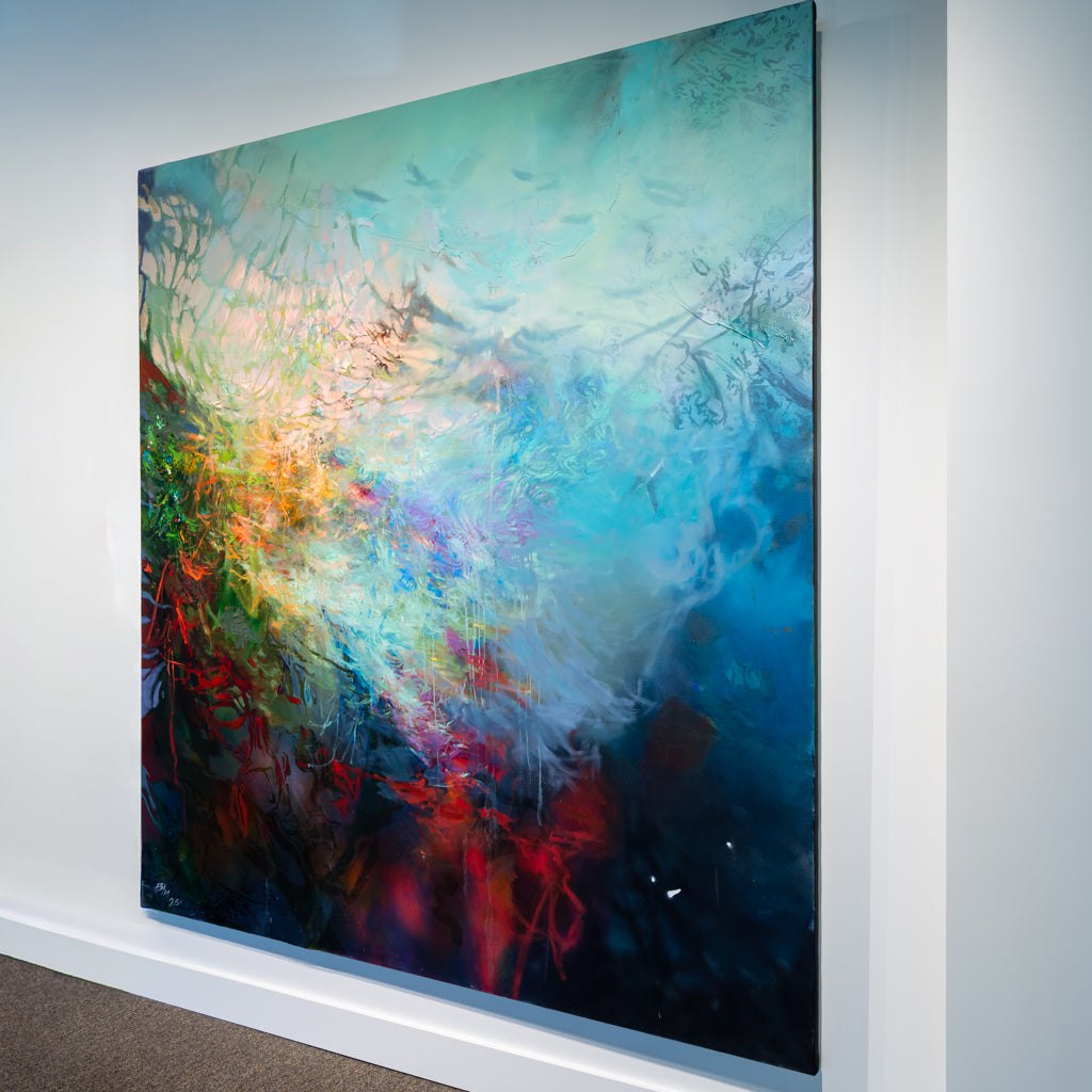 The Moments In-Between  | 84" x76" Oil, Beeswax and Acrylic on Canvas Blu Smith