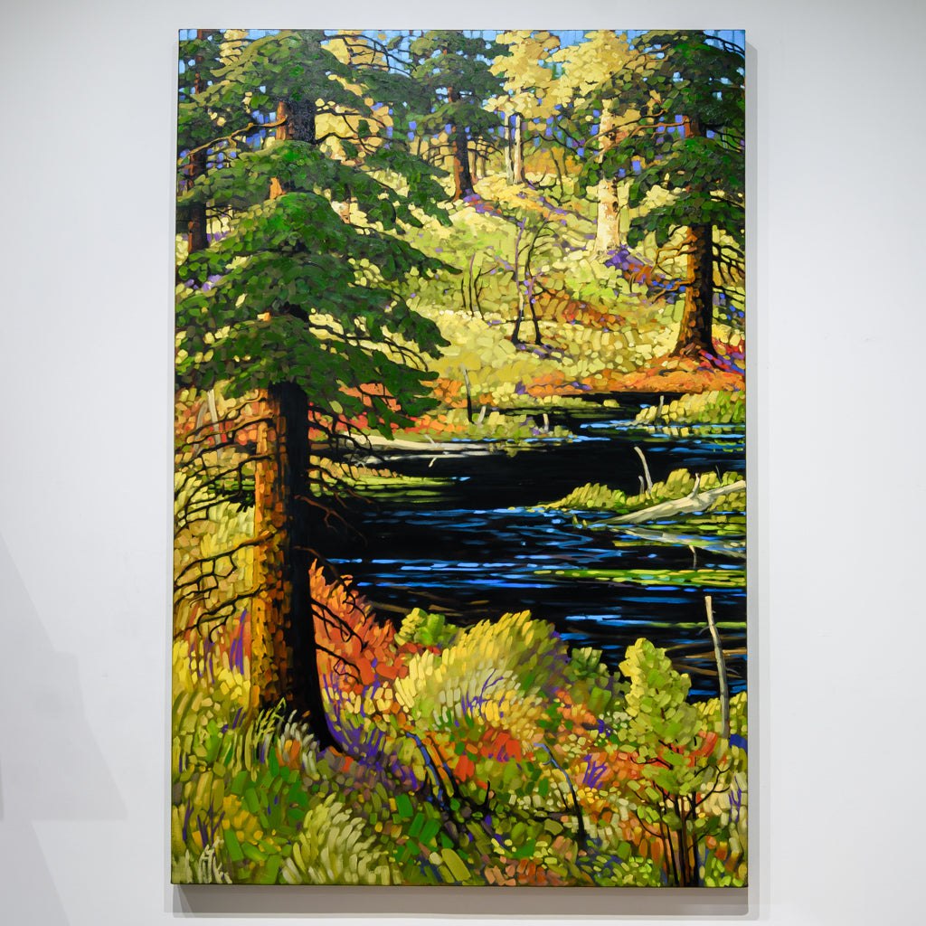 October Gold, Forest Pond | 60" x 40" Oil on Canvas Rod Charlesworth