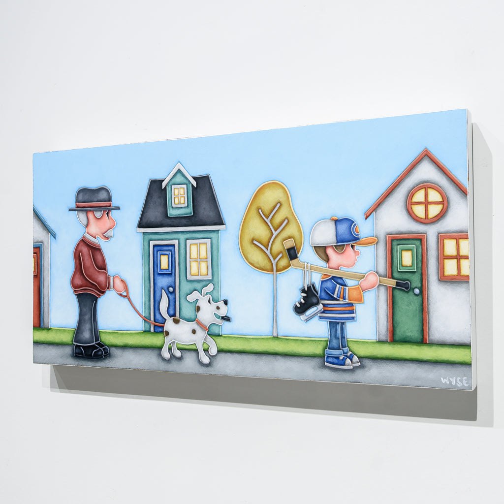 Off to the Rink | 12" x 24" Acrylic on Birch Panel Peter Wyse