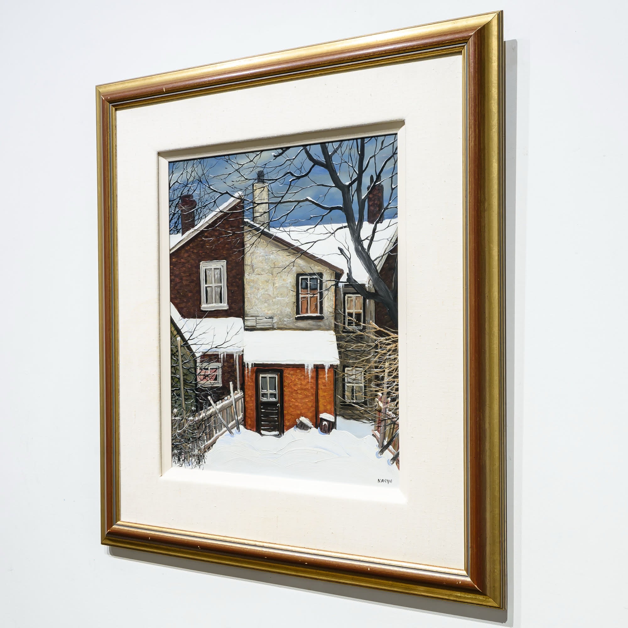 Backyard in Deep Snow | 18" x 14" Oil on Board John Kasyn