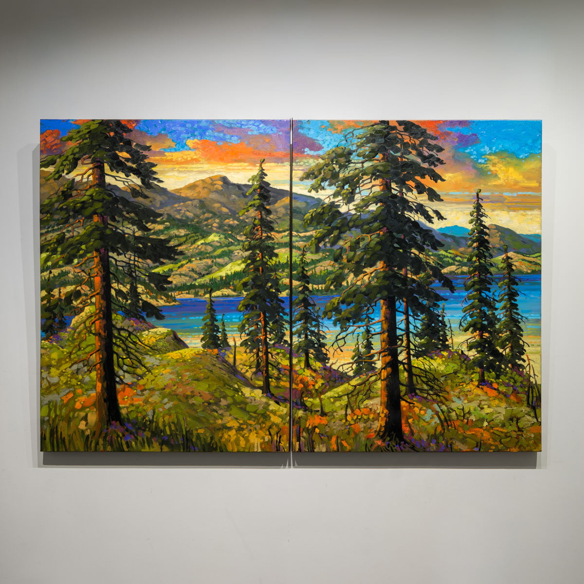 Sunset Okanagan Hills | 48" x 72" Diptych Oil on Canvas Rod Charlesworth