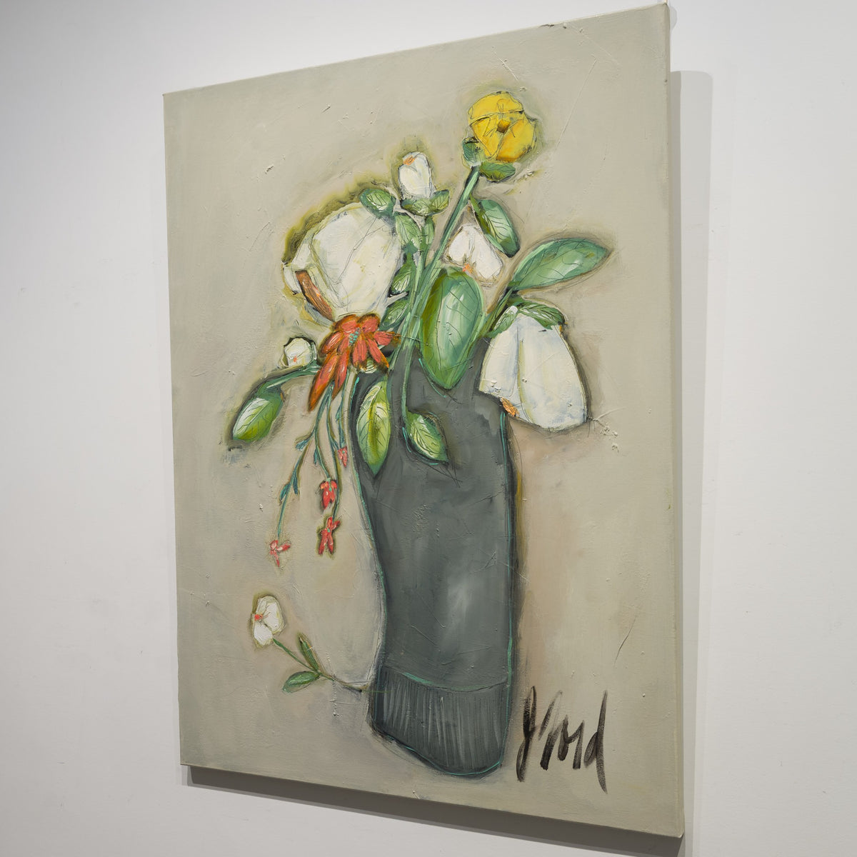 Angled gallery view of Sweetheart Series by Josée Lord, showing the ¾-inch gallery-stretched canvas and finished black edge.