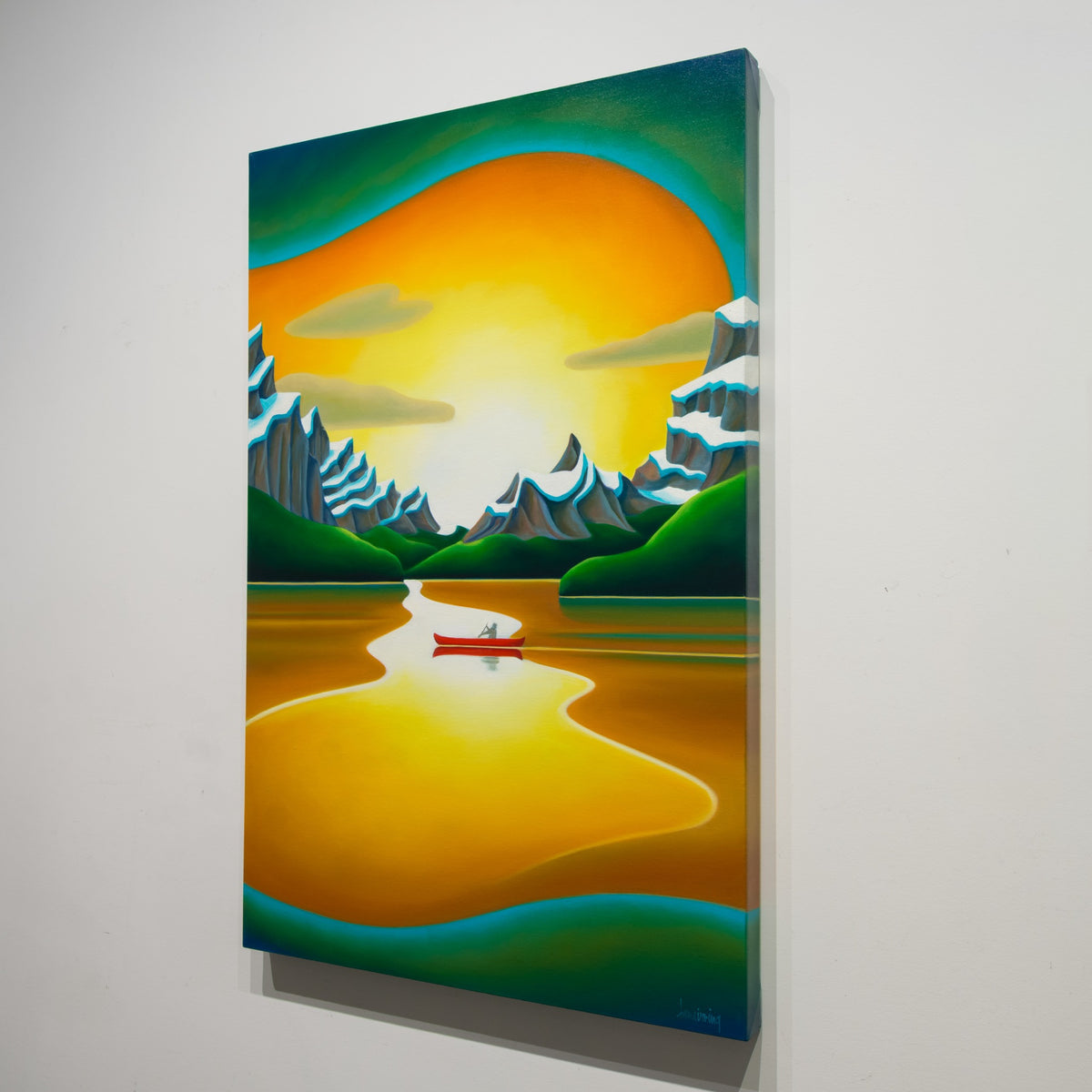 Angled view of Dana Irving’s Pristine showing the 1½ inch image-wrapped gallery canvas.