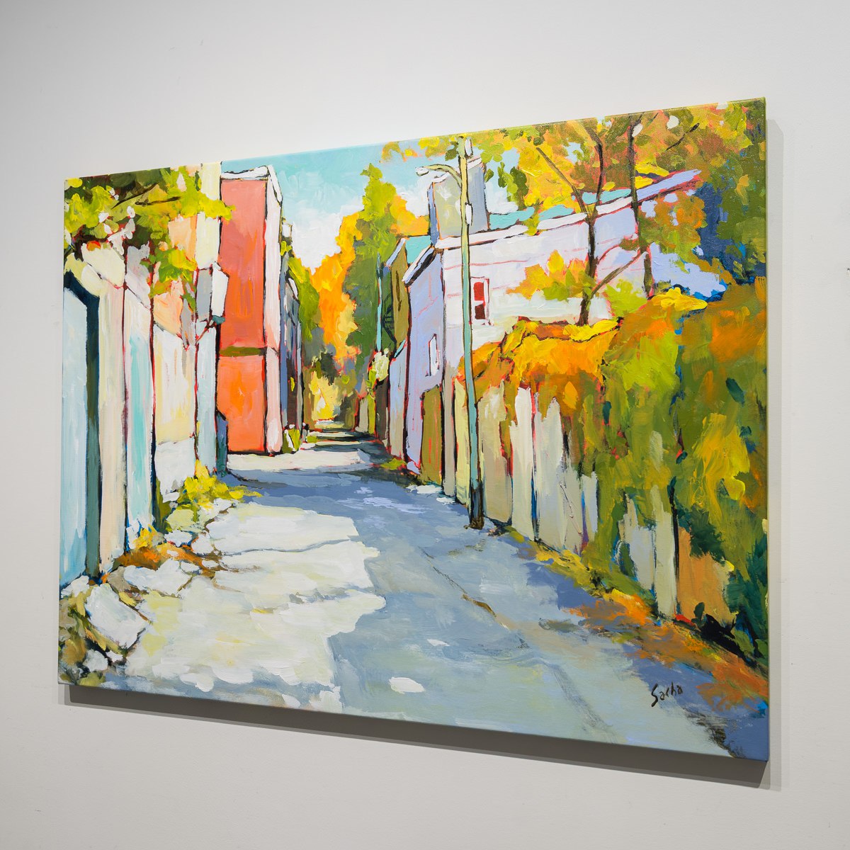 Ruelle Clôture Végétale, 30 x 40 inch acrylic on canvas by Sacha Barrette, alternate view