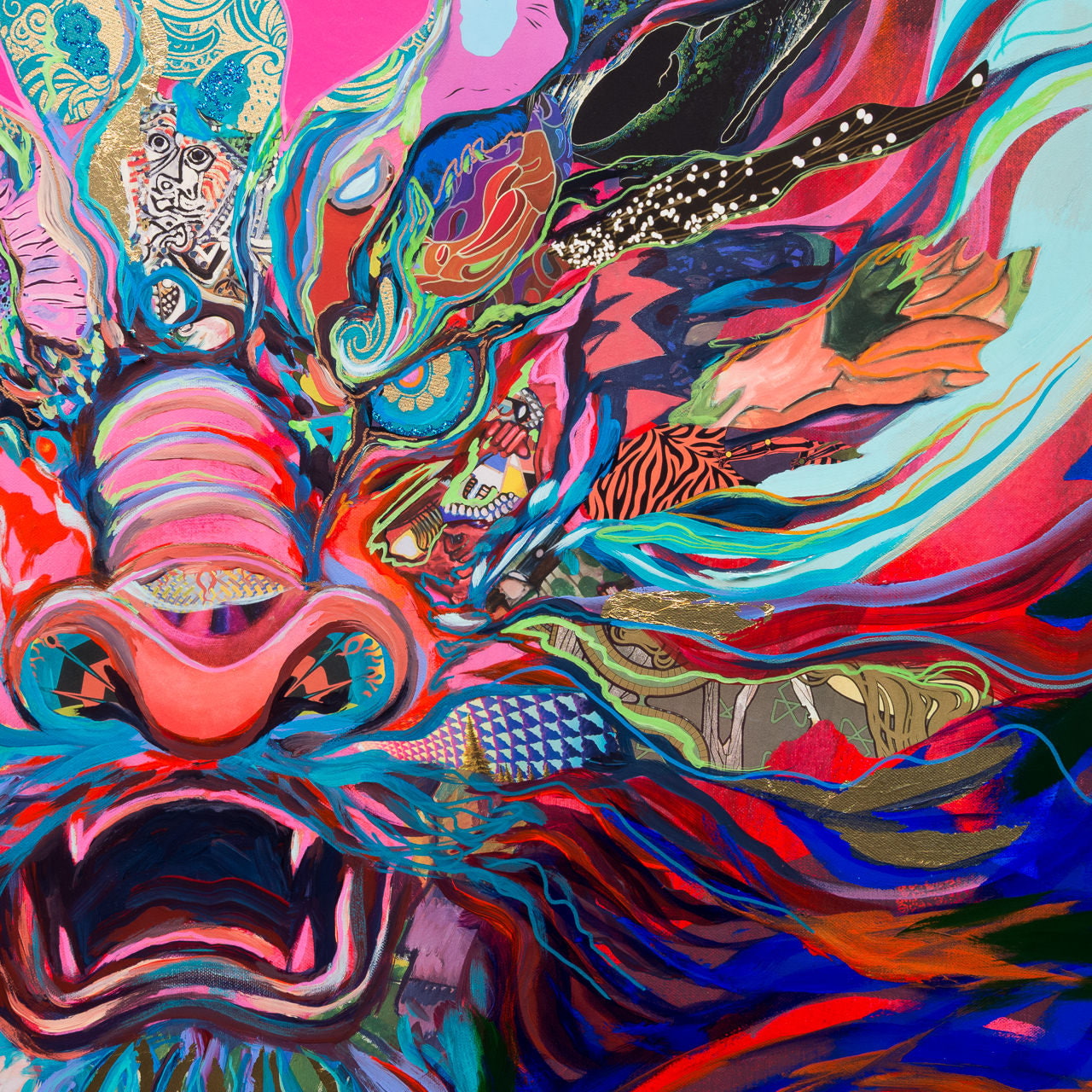 Celestial Dragon | 60" x 60" Mixed Media on canvas Annabelle Marquis