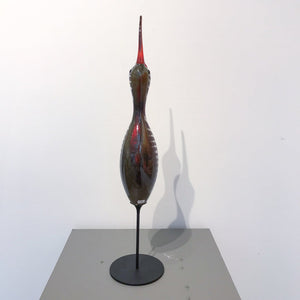 Darren Petersen Upright Shorebird Large | 22.5" x 5" Blown Glass with Forged Metal
