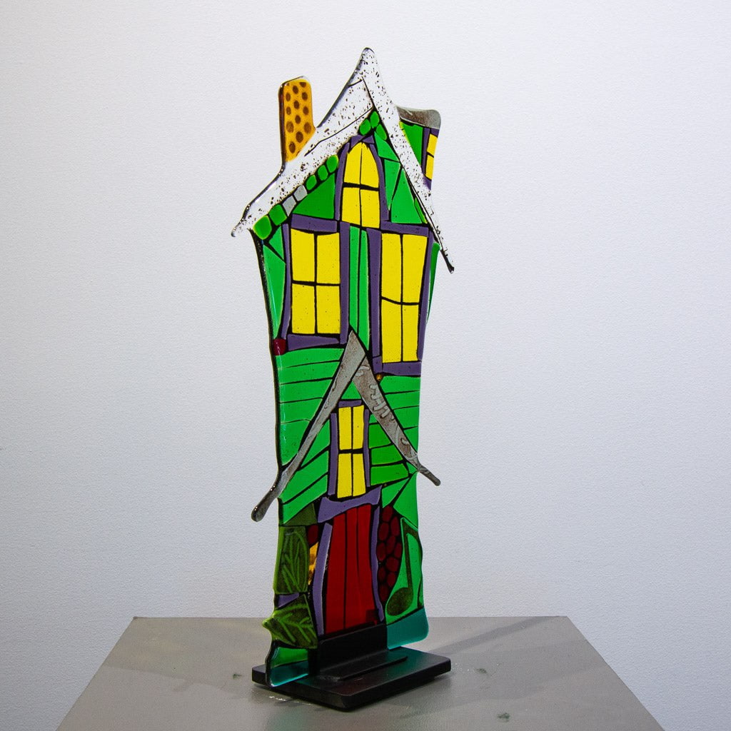 House of Music | 19.5" x 10" Hand fused glass with metal stand Tammy Hudgeon