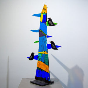 Tammy Hudgeon Forest Bathing Tree | 32" x 20" Hand fused glass with metal stand