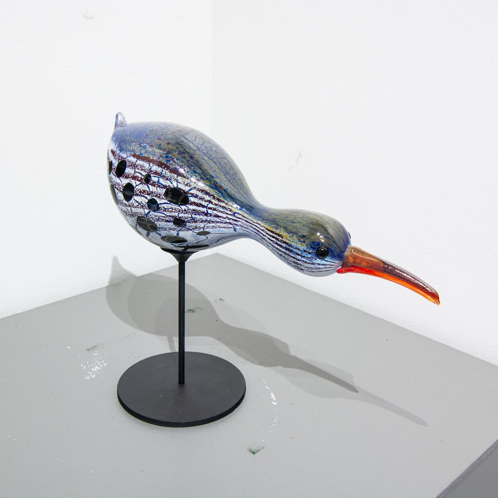 Shorebird Decoy - Blue | 8.5&quot; x 10&quot; x 4&quot; Blown Glass with Forged Metal Darren Petersen