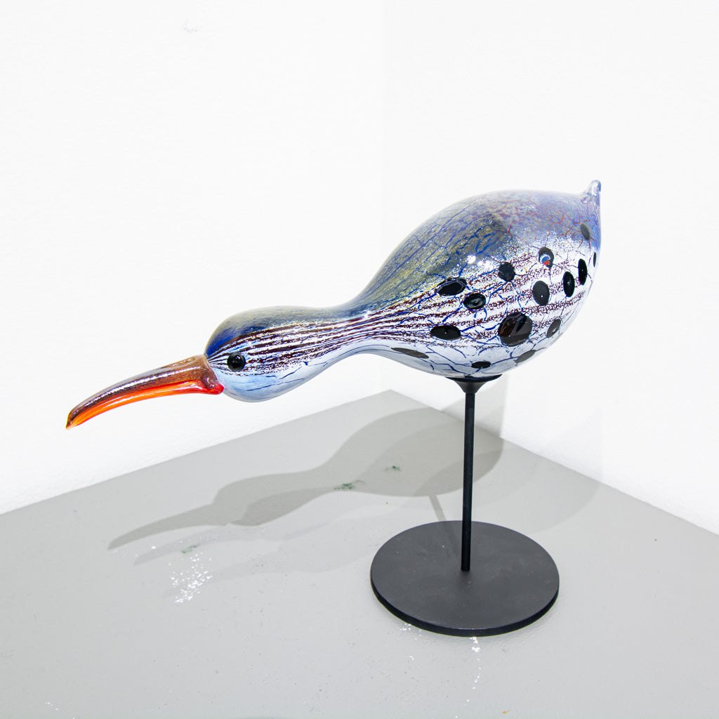 Shorebird Decoy - Blue | 8.5" x 10" x 4" Blown Glass with Forged Metal Darren Petersen