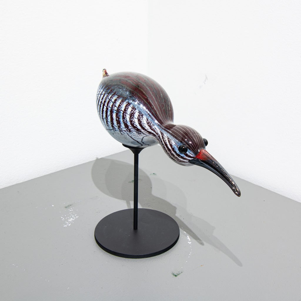 Shorebird Decoy - Maroon | 8" x 9" x 4" Blown Glass with Forged Metal Darren Petersen