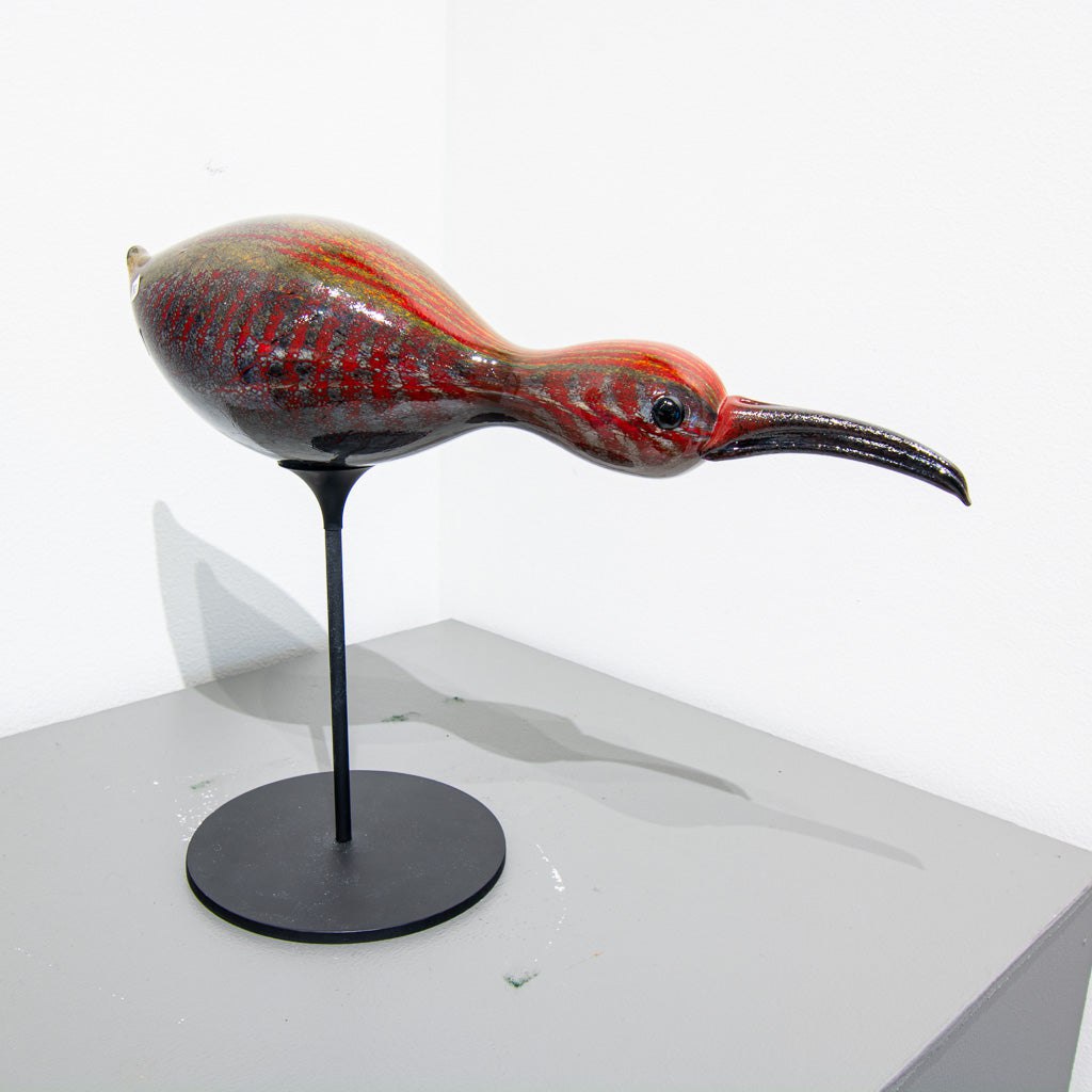 Shorebird Decoy - Red | 10" x 12" x 5" Blown Glass with Forged Metal Darren Petersen