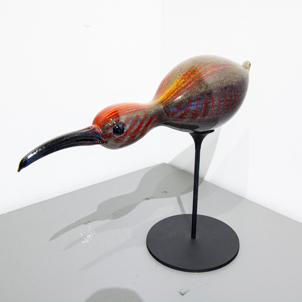 Shorebird Decoy - Red | 10" x 12" x 5" Blown Glass with Forged Metal Darren Petersen