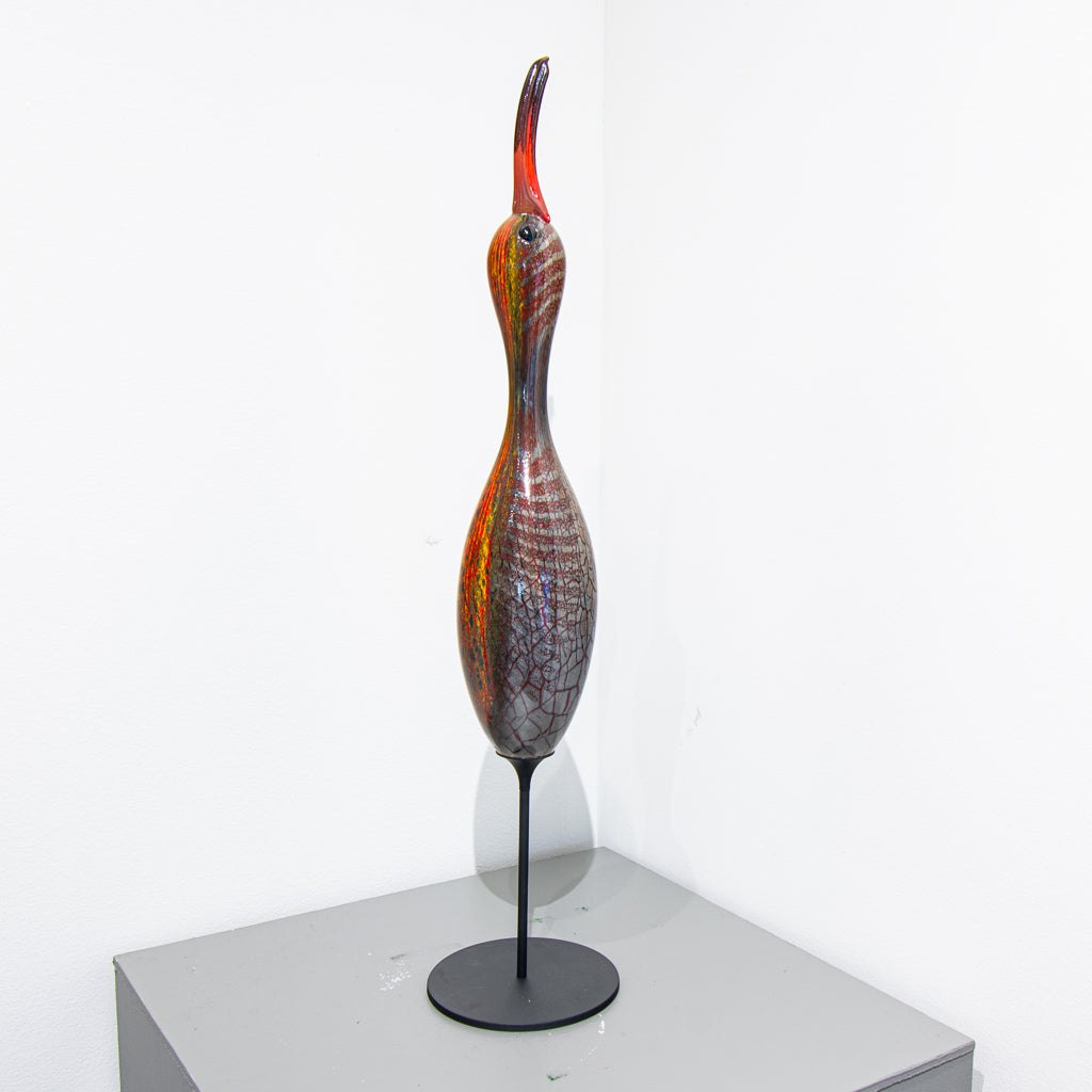 Upright Shorebird Decoy | 23.25" x 5" Blown Glass with Forged Metal Darren Petersen