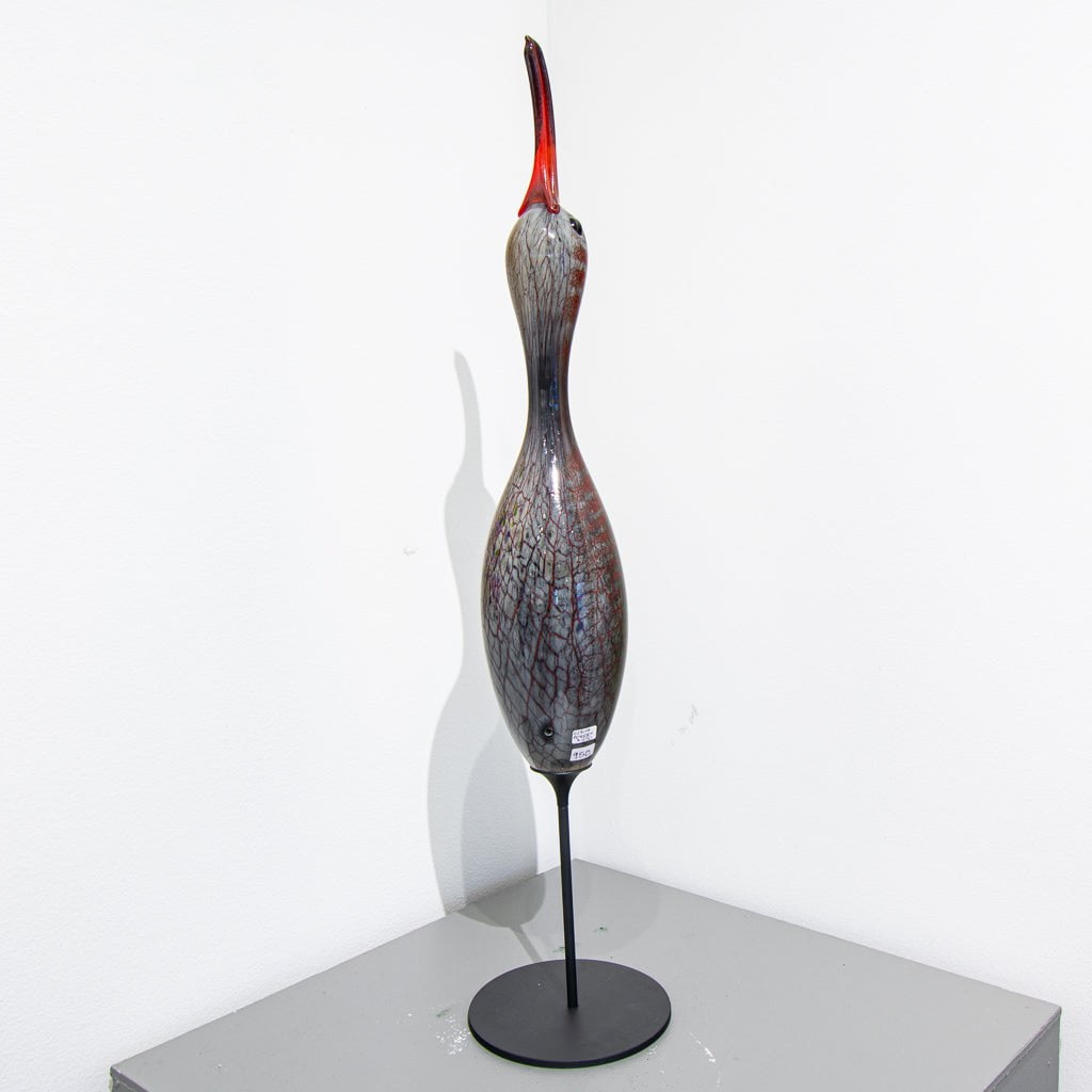 Upright Shorebird Decoy | 23.25" x 5" Blown Glass with Forged Metal Darren Petersen