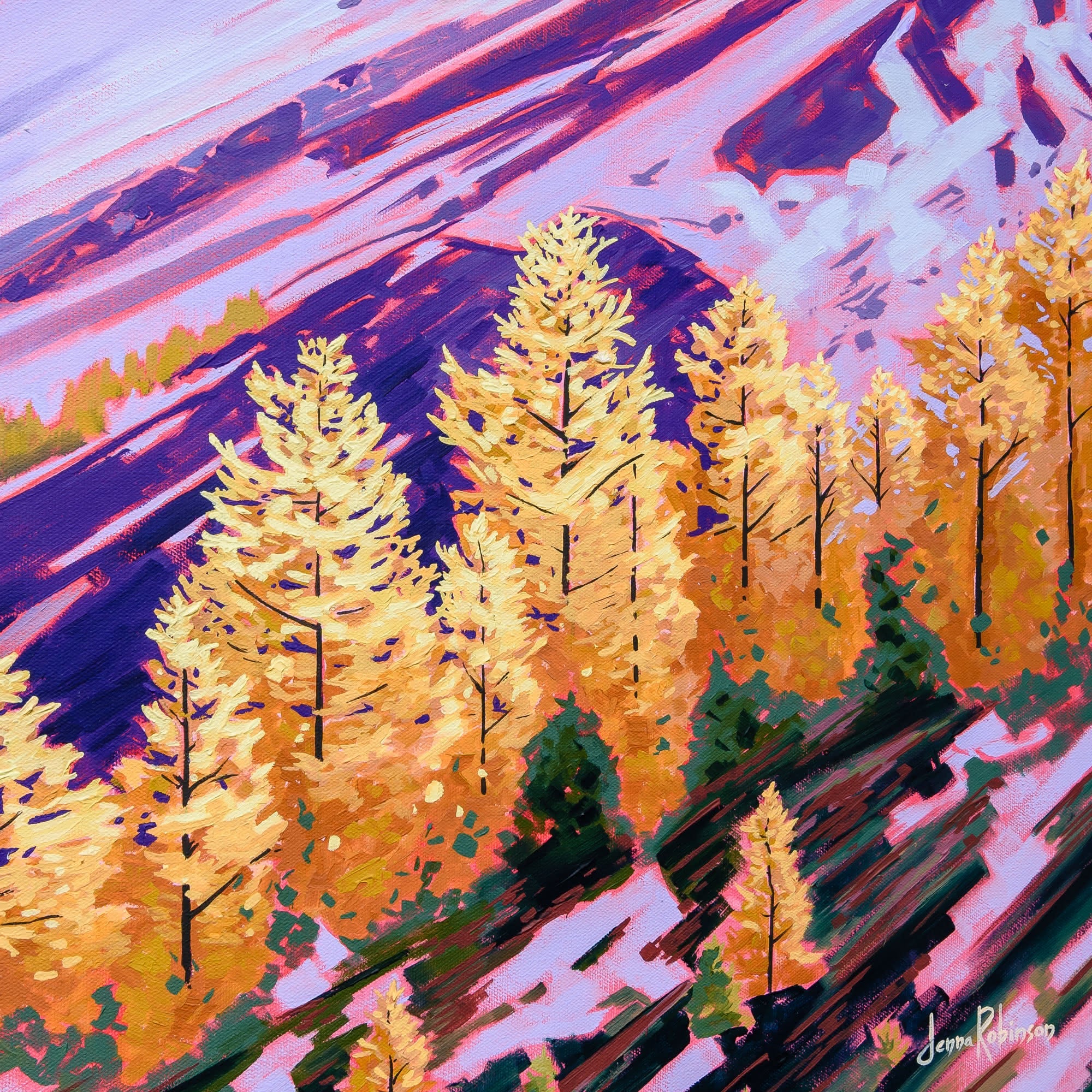 Larch Glow | 24" x 36" Acrylic on Canvas Jenna D. Robinson