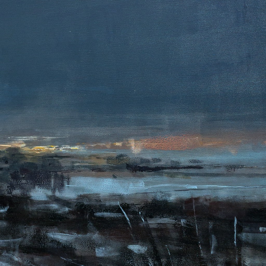 Mer de Lumières Hivernales  II | 16" x 48" Oil on Aluminum Composite Panel Nathalie Lapointe