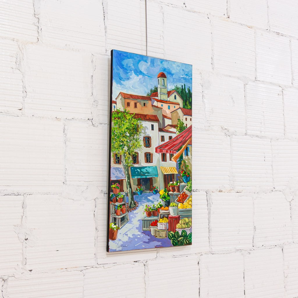 Robert Savignac Le marché de village | 36" x 18" Oil on Canvas