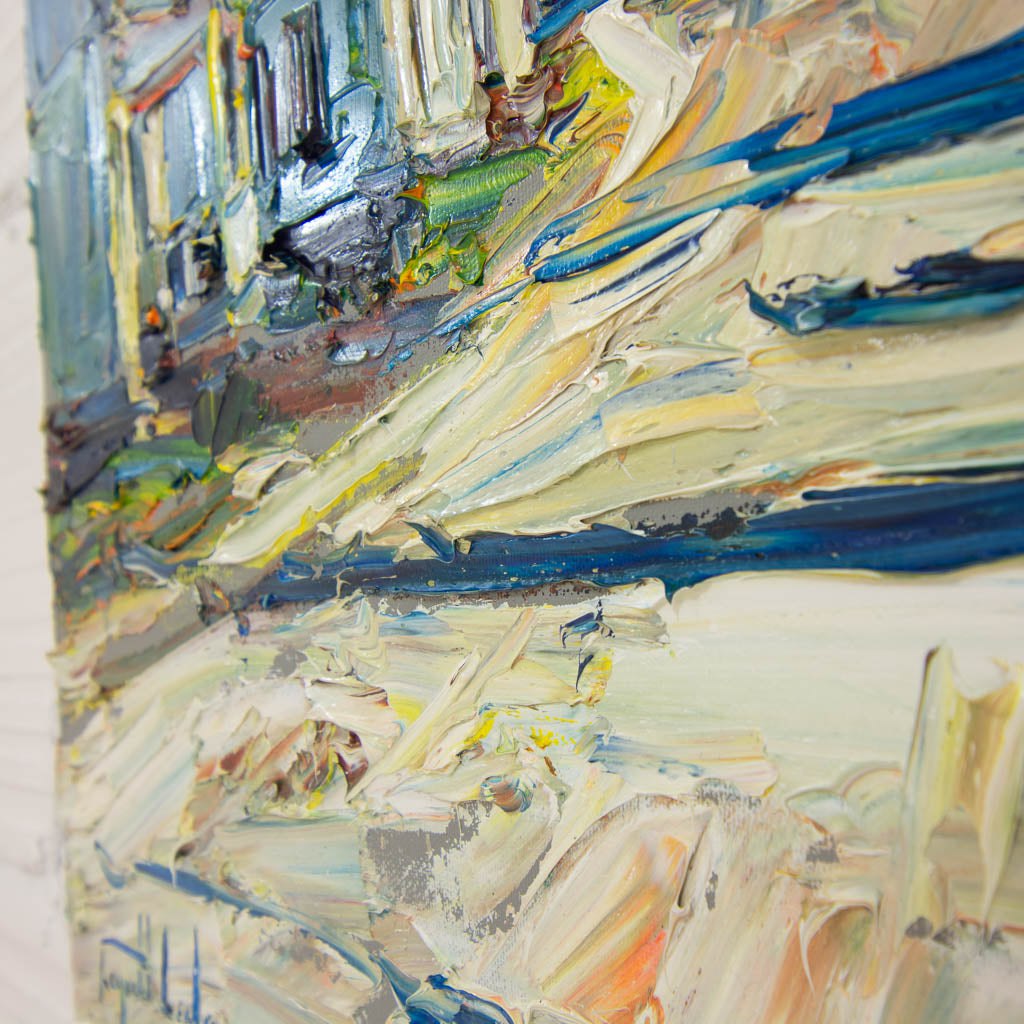 La rue ensoleillée, Baie Saint-Paul | 18" x 24" Oil on Canvas Raynald Leclerc