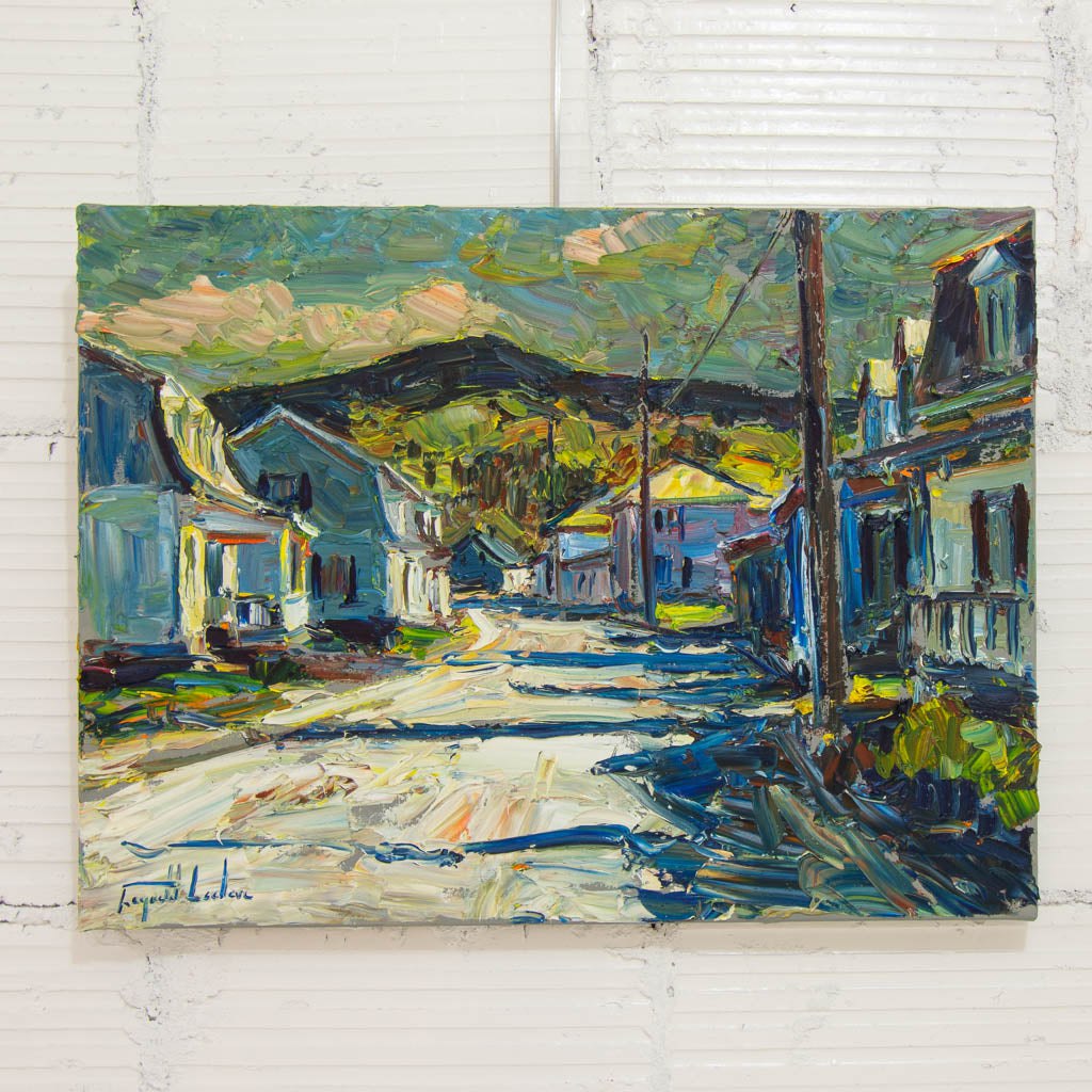 Raynald Leclerc La rue ensoleillée, Baie Saint-Paul | 18" x 24" Oil on Canvas