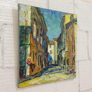 Raynald Leclerc La ruelle ensoleillée, Aix-en-Provence | 24" x 24" Oil on Canvas