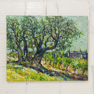 Raynald Leclerc À l'ombre des oliviers, Domaine Souviou, Provence | 24" x 30" Oil on Canvas