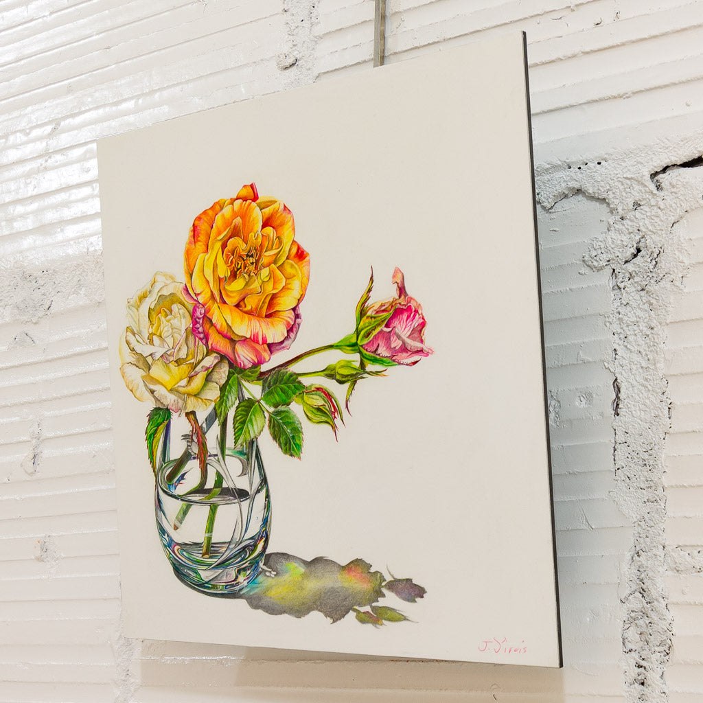 Crystal Rose #2 | 10" x 10" Coloured Pencil on Paper Mounted on Aluminium Jeannette Sirois