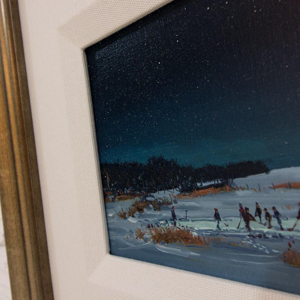 Playing on the slough at our neighbour's farm | 6" x 10" Oil on Panel Peter Shostak