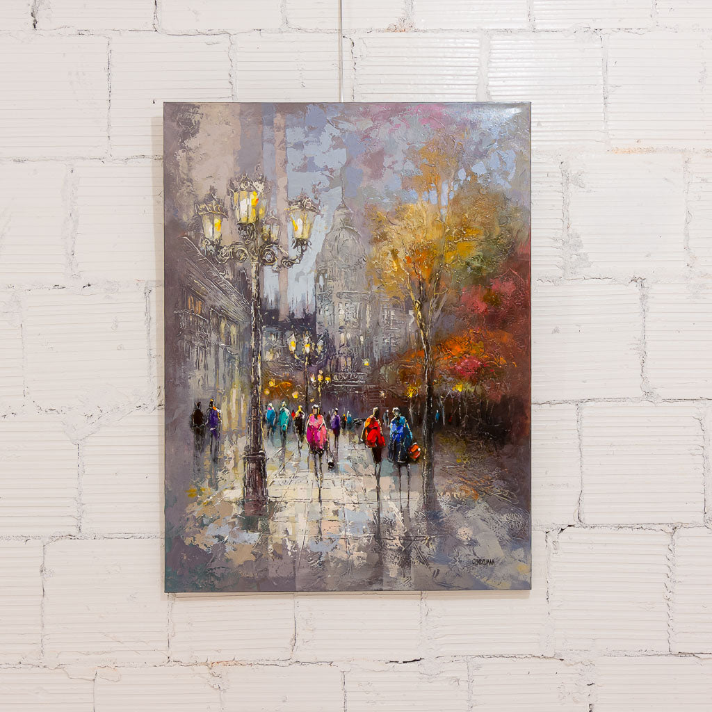 The City by Lamplight | 48&quot; x 36&quot; Acrylic on Canvas Irene Gendelman