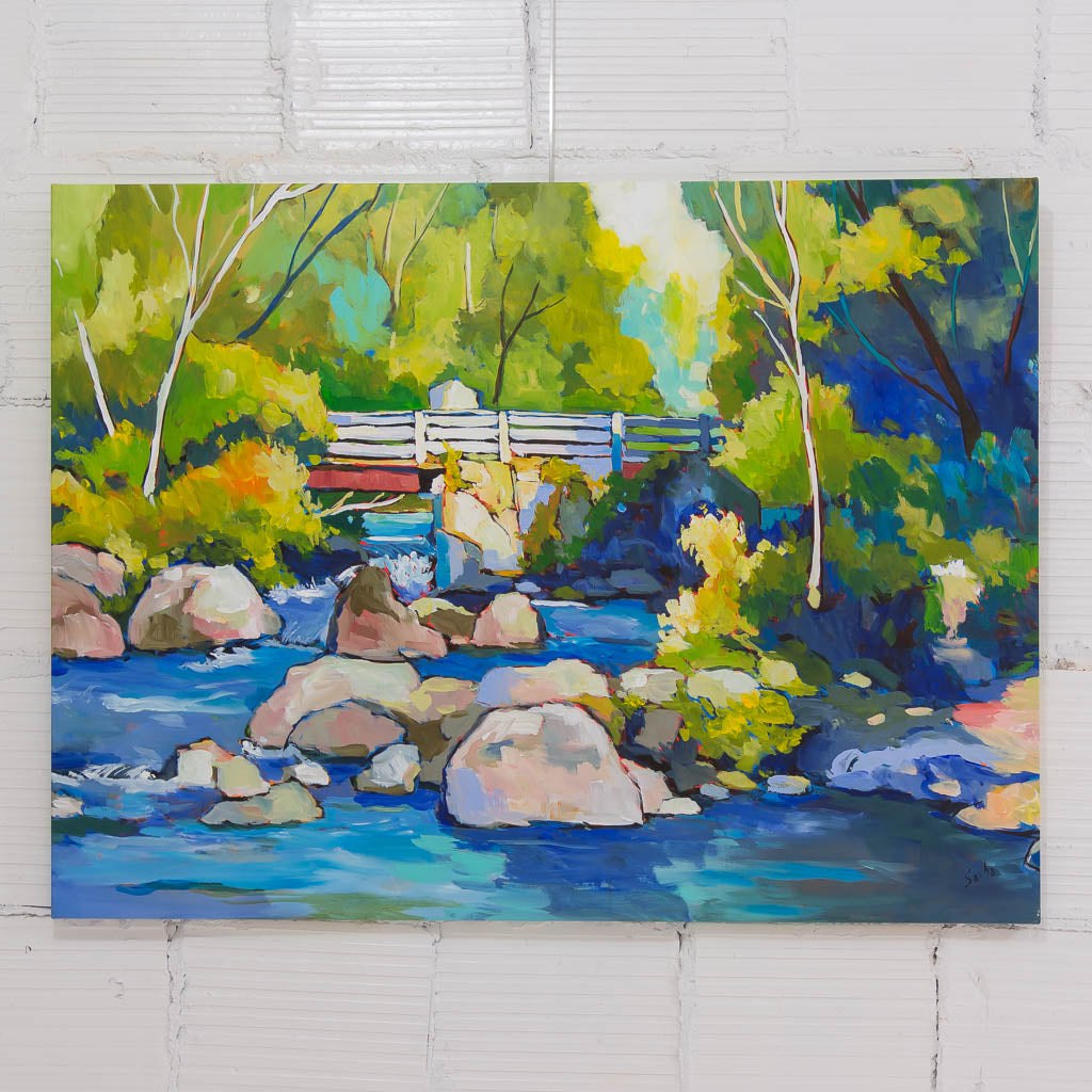 River in Val-David | 36&quot; x 48&quot; Acrylic on Canvas Sacha Barrette