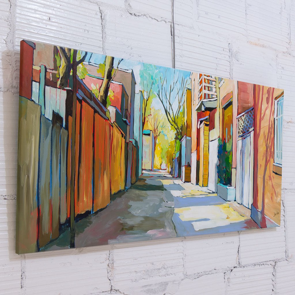 Warm Alley Autumn Breeze | 24" x 48" Acrylic on Canvas Sacha Barrette