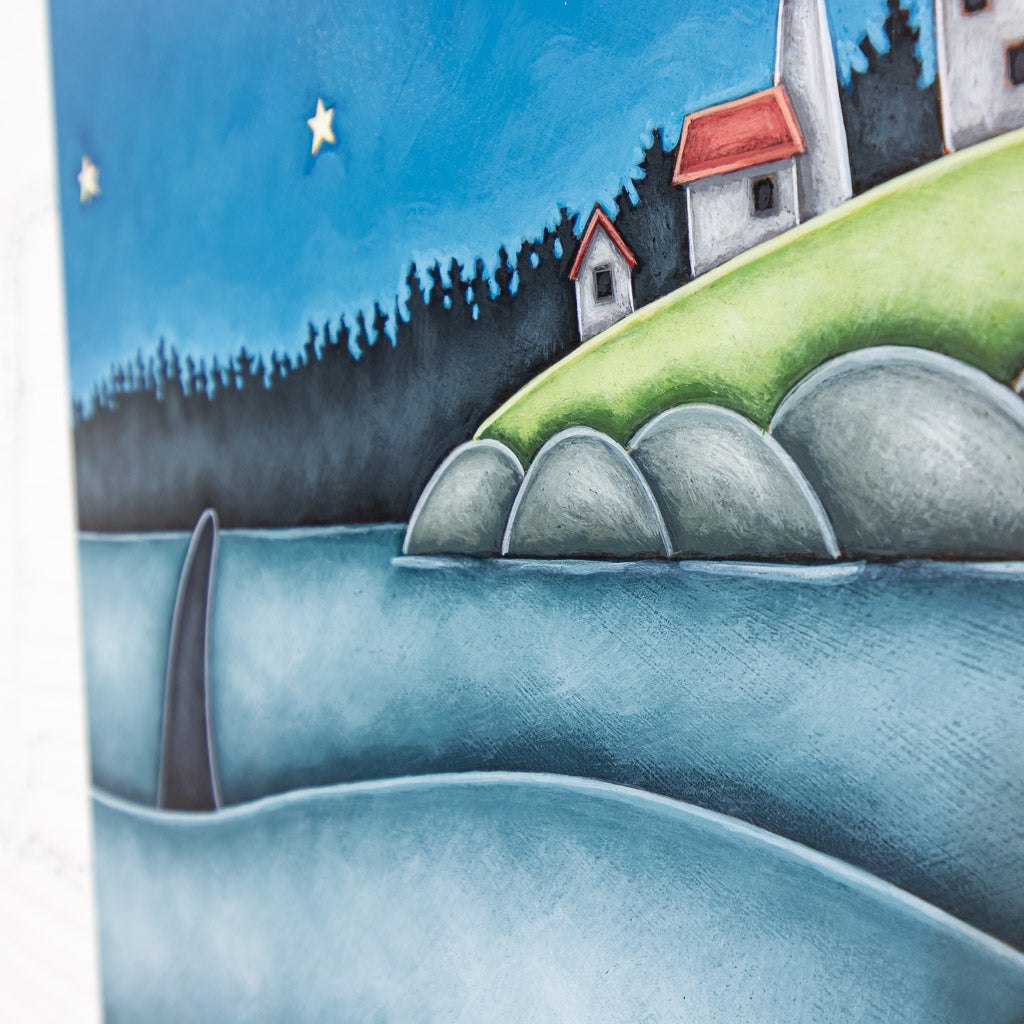 Peter Wyse Entrance Island Lighthouse | 24" x 30" Acrylic on Birch Panel