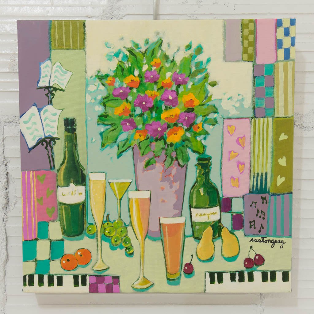 L'Apero | 12" x 12" Acrylic on Canvas Claudette Castonguay