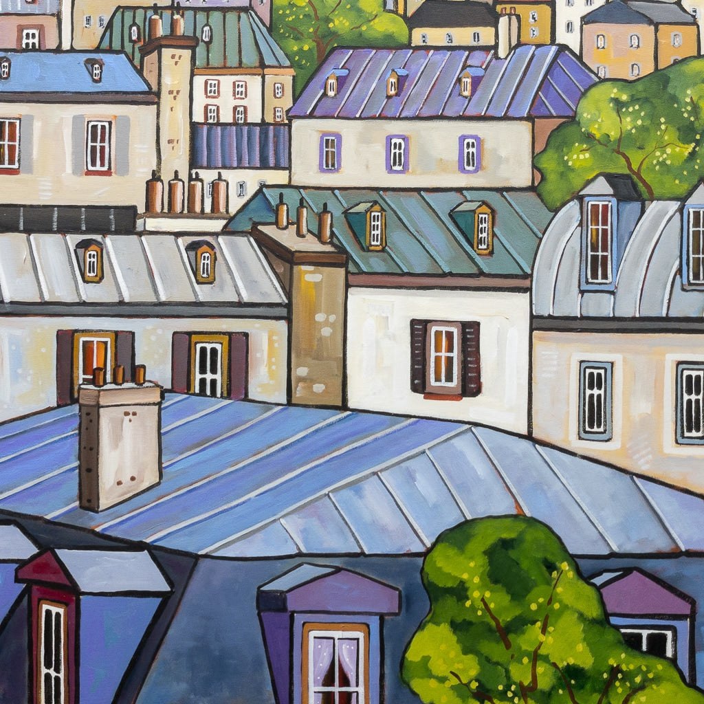 Spring on the Town | 40" x 36" Acrylic on Canvas Alain Bédard