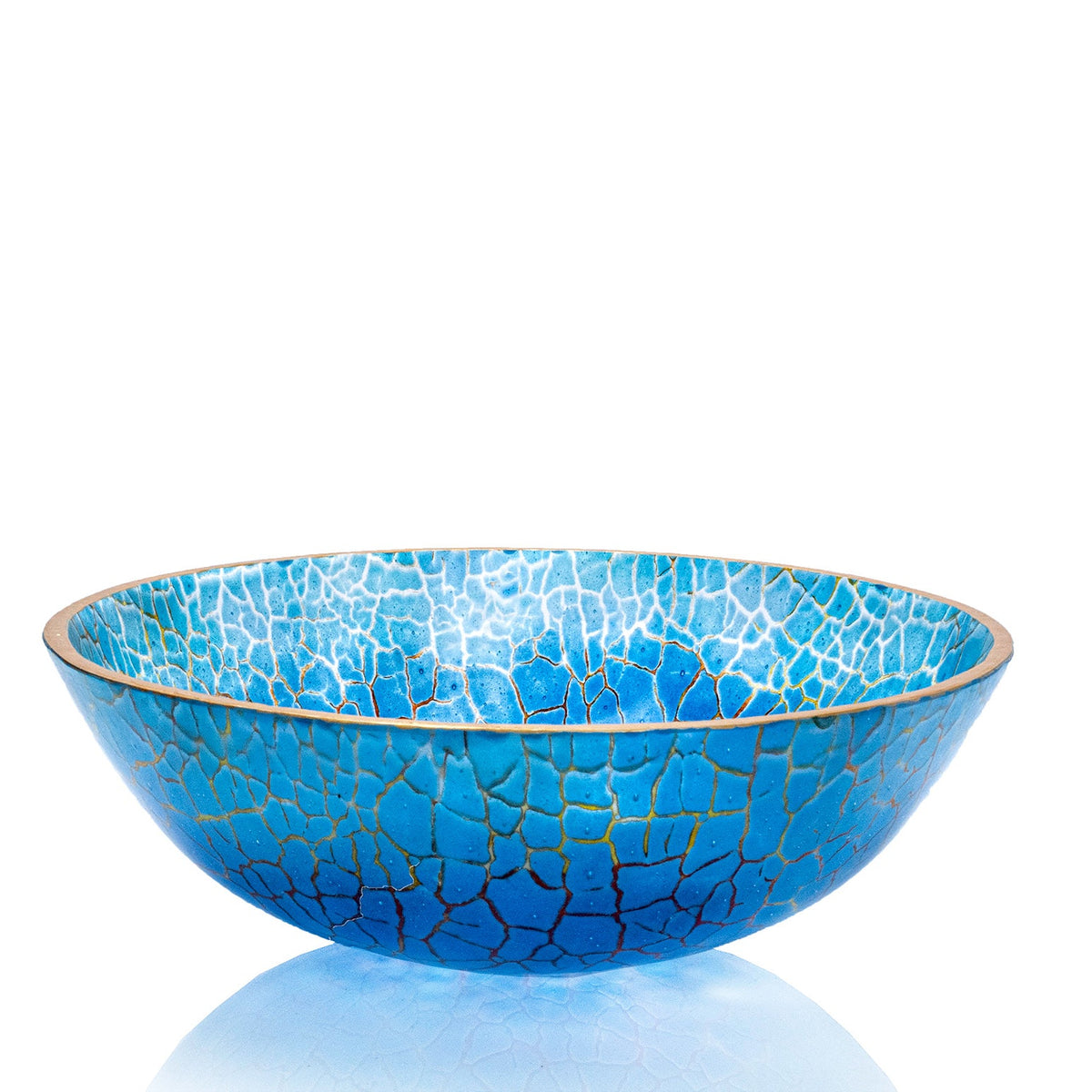 Azure Homecoming Bowl | 3&quot; x 9&quot; Kilnformed Glass Bob Leatherbarrow