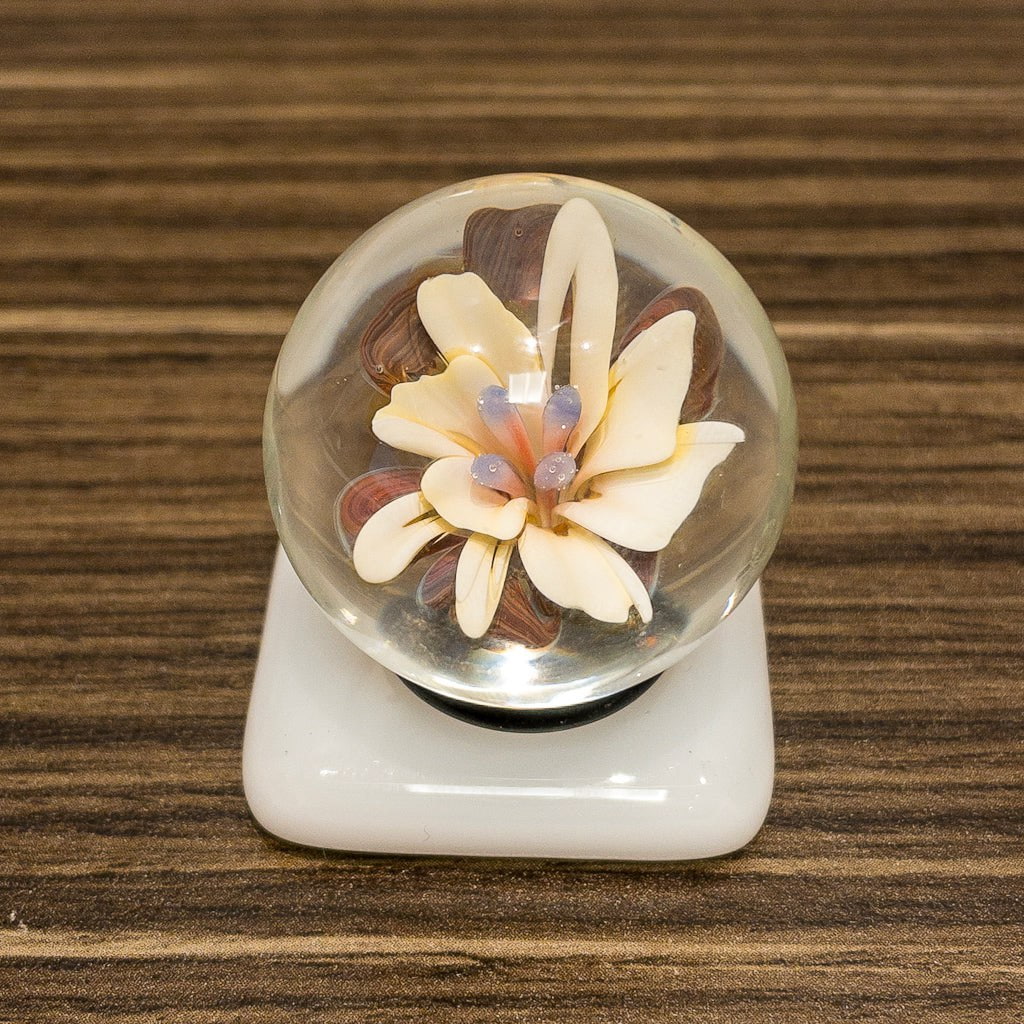 Floral Marble - Red/Cream/Sand Kilnformed Glass Bob Leatherbarrow