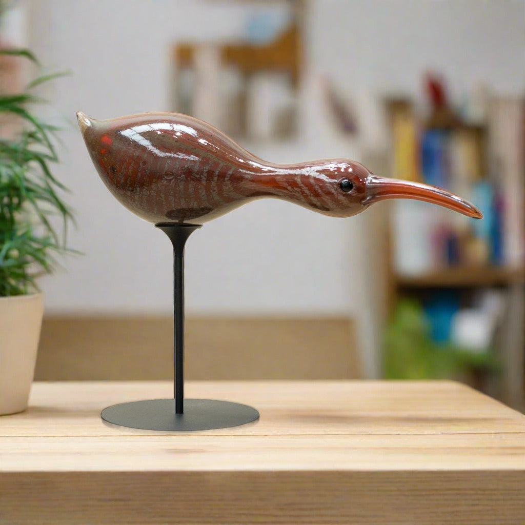 Horizontal Shorebird Decoy | 10" x 14" x 5" Blown Glass with Forged Metal Darren Petersen