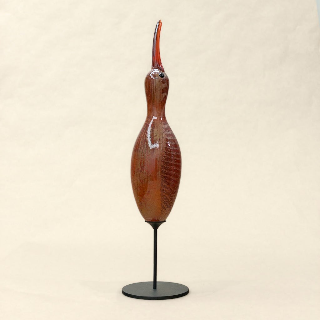 Upright Shorebird Decoy | 16.5" x 5" Blown Glass with Forged Metal Darren Petersen