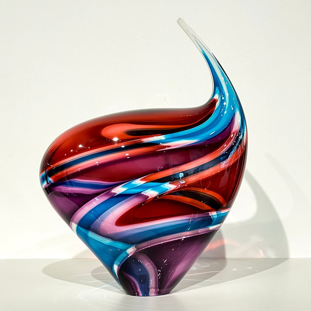 Baby Incalmo Vessel - Red, Blue, and Purple | 14" x 10" Blown Glass Paull Rodrigue