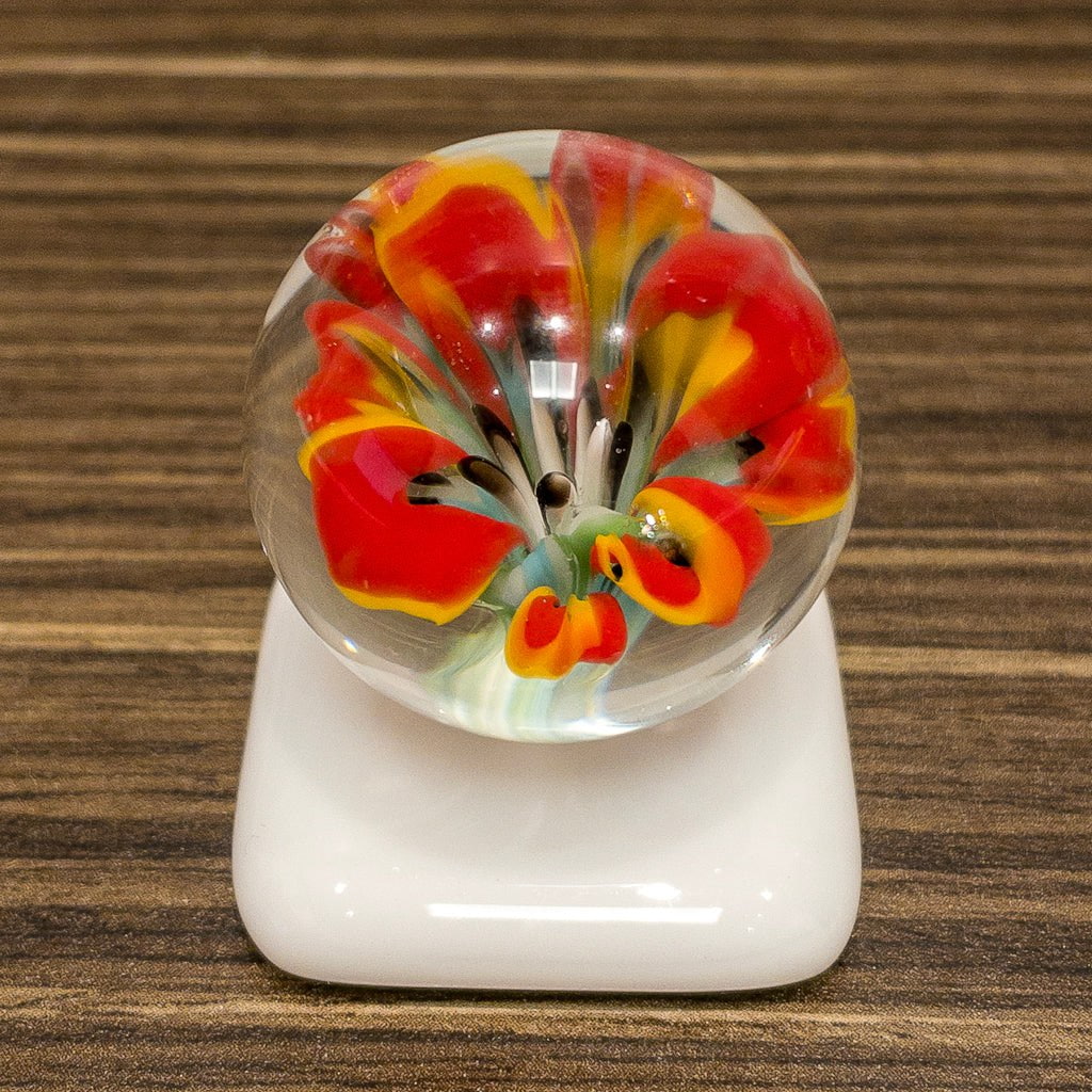 Floral Marble - Red/Yellow/Light Green Kilnformed Glass Bob Leatherbarrow