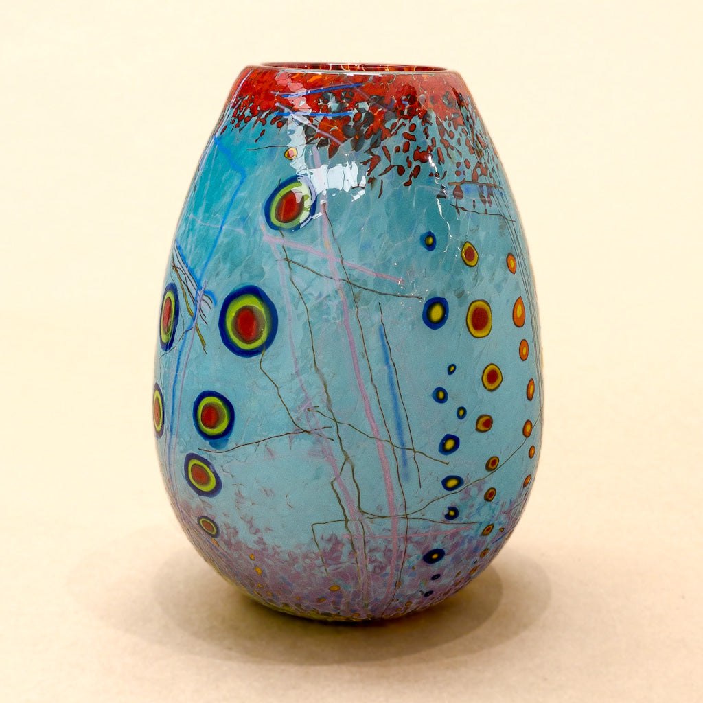 Murrini Vase | 9" x 6" x 6" Murrini Patterned Blown Glass Darren Petersen