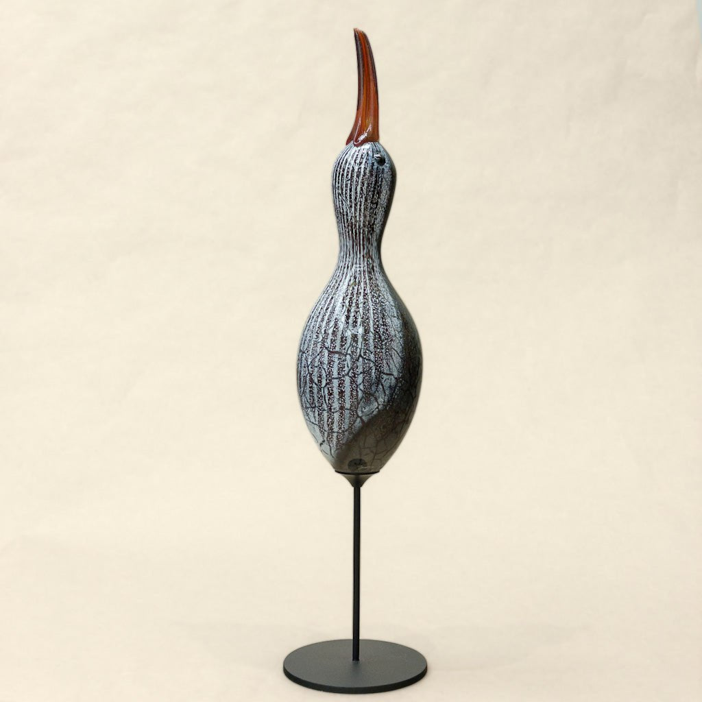 Upright Shorebird Decoy | 18" x 4" Blown Glass with Forged Metal Darren Petersen