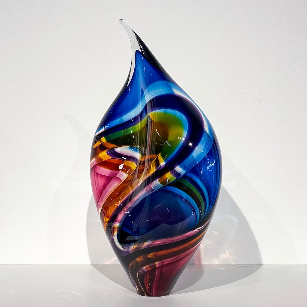 Large Incalmo Vessel -  Purple, Amber, Red and Blue | 18" x11" Blown Glass Paull Rodrigue