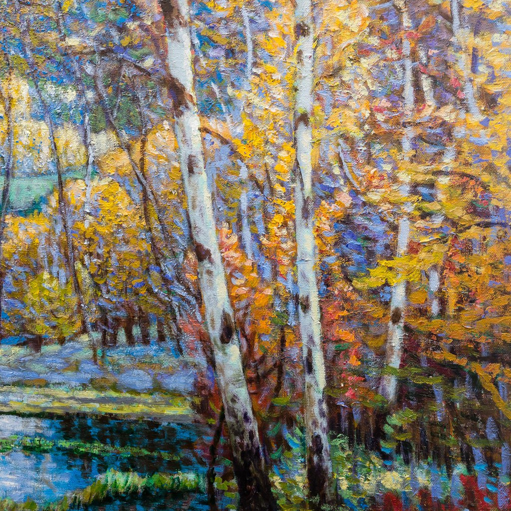 Shi Le Early Autumn Hardy Lake | 36" x 36" Acrylic on Canvas