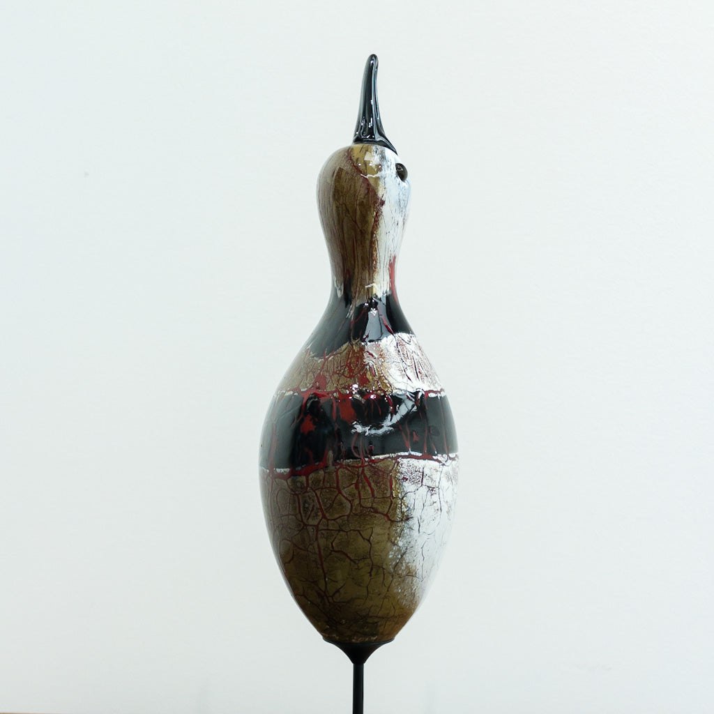 Upright Shorebird - Black Beak | 14" x 4" Blown Glass with Forged Metal Darren Petersen