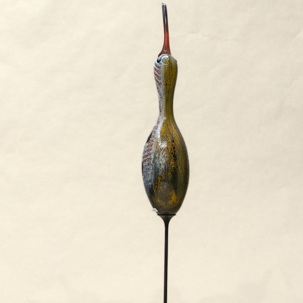 Upright Shorebird Decoy | 26" x 5" Blown Glass with Forged Metal Darren Petersen